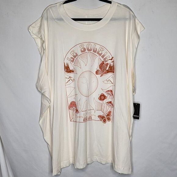4X 26W Torrid Cream Pink Relaxed Fit Jersey Crew Neck Graphic Tank Sun Tarot Nat - Picture 2 of 9